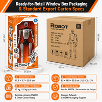 Robot éducatif enregistreur vocal avec lumière LED, articulations mobiles, figurine humanoïde, cadeau de Noël pour enfants