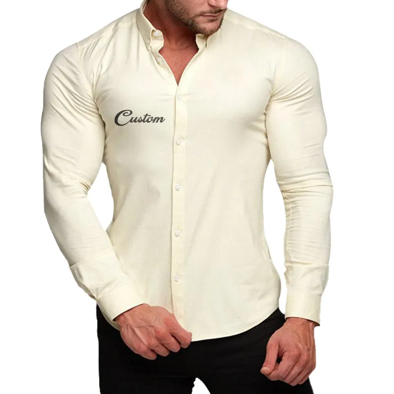 Wholesale Oem Men's Formal Business Office Casual Long Sleeve Solid Customizable Logo Breathable Quick Dry Shirt