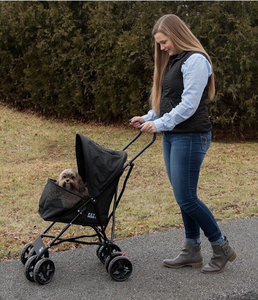 छोटे कुत्तों के लिए थोक आधुनिक शैली फोल्डेबल स्ट्रेलर त्वरित स्थापना पालतू गियर परिवहन ट्रॉली - Product Image 5