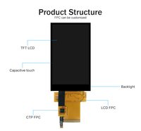Polcd layar LCD TFT 3.97 inci RGB, layar modul LCM dengan Panel sentuh kapasitif 480 "RGB 800x3.97