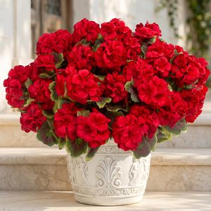 Fleurs artificielles en soie de géranium résistantes pour l'intérieur et l'extérieur, plantes décoratives de simulation pour la maison, le jardin et le bureau - Product Image 1
