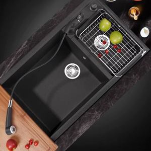 Fregadero de Cocina de Granito Negro y Cuarzo, Doble Tazón Grande, Resistente al Calor, Fácil de Limpiar, de Alta Resistencia - Product Image 3