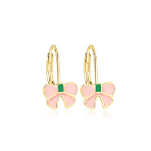 Pendientes de Plata de Ley con Circonita para Bebés Recién Nacidos, Diseño de Flor con Esmalte Rosa, para Fiestas, Gran Venta - Product Image 3