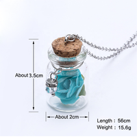 Pendentif bouteille en verre, lumineux dans la nuit, fleur, pendentif, breloque