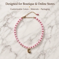 Collar de cuentas de piedras preciosas personalizado con letras, bajo MOQ, producción rápida, cuentas de piedra natural para tiendas en línea de joyería