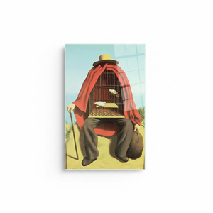 Impresión en Lienzo Surrealista Moderna - Obra de Arte 'Hombre en Jaula', Diseño Inspirado en Magritte, Arte en Vidrio Templado - Product Image 2