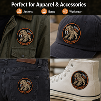 Écusson brodé personnalisé Chat Sauvage Rugissant, rond, noir et orange, avec logo animal, pour vestes et sacs, fabricant en gros