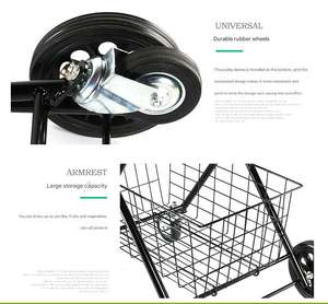 Haute qualité Durable 40KG capacité de charge métal fer panier panier chariots structure de plate-forme pliable avec roues - Product Image 6