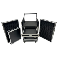 Caja de Rack para Mezclador de DJ 12U+4U Personalizada OEM/ODM, Soporte Antivibraciones para Amplificador, Estuche de Transporte de Madera con 3 Puertas y 4 Ruedas, Impermeable IP67