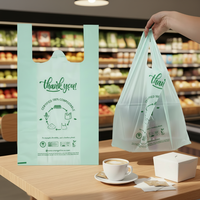 Sacs de courses biodégradables en plastique de canne à sucre recyclé, sacs en plastique PLA PBAT en amidon de maïs, sacs en plastique pour T-shirts