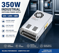 Alimentation LED à sortie unique S-350-24 12V 24V 48V, convertisseur AC/DC industriel 110V 220V, SMPS 350W à découpage unique