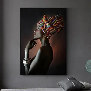 Black Gold Nude African Art Woman Oil Painting on Canvas Cuadros Posters Prints Scandinavian Wall Picture for Living Room