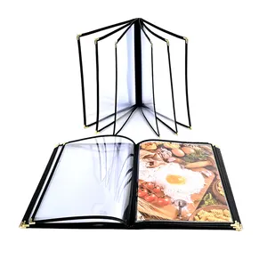 Üretici 8.5 ''x 11'' deri PVC Clear View menü kitap otel kahve barlar için tutucular restoran menü kapağı kapakları