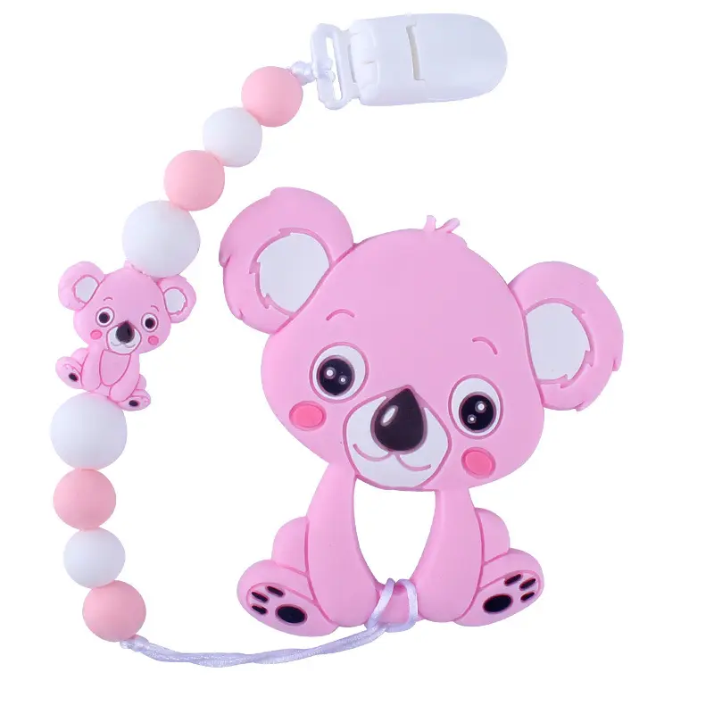 Custom Baby Bijtring Armband Food Grade Siliconen Kauwt Verpleegkundige Gift Speelgoed Koala Tandjes Ketting Fopspeen Clip Met Diy Baby Naam