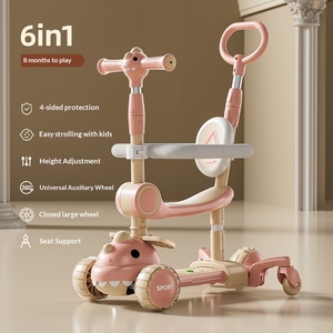 Trottinette pliable de luxe 6-en-1 pour enfants avec siège amovible et barre de poussée, tricycle à 3 roues évolutif pour garçons et filles de 1 à 12 ans - Product Image 3