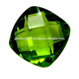 Pierres précieuses de péridot naturel en gros, 9x9 mm, coupe coussin/ovale facettée, pierres brutes pour la fabrication de bijoux |   Certifié vert par un tiers - Product Image 2