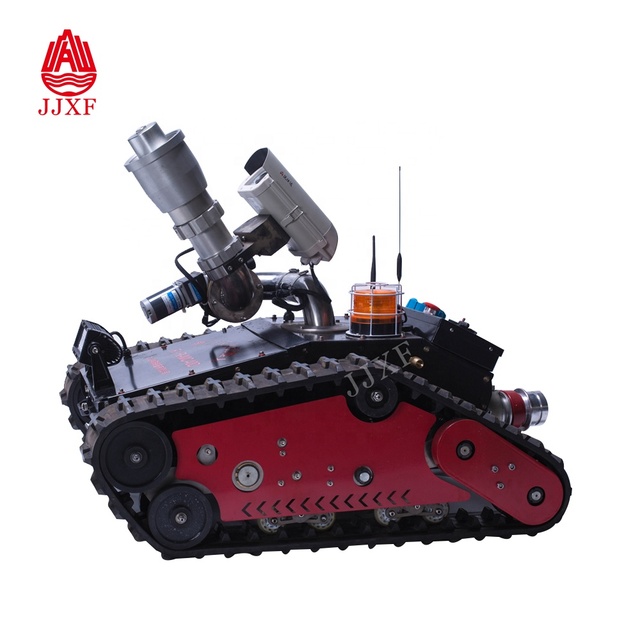 Remote Control Red Rubber Tracked Chassis UGV Rc Fire Fighting Robot with Camera for Emergency Rescue