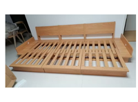 Canapé en bois massif, canapé-lit pliable 2 en 1 de style wabi-sabi pour salon, télescopique et multifonctionnel