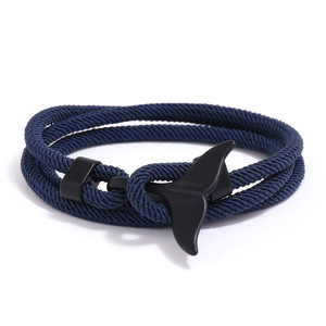 <span class=keywords><strong>Bracelet</strong></span> en fer unisexe fait main, style queue de baleine, série Océan, avec boucle milanaise, motif ancre, corde tressée, cadeau tendance pour couple - Product Image 4