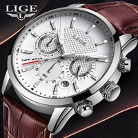 Montre LIGE pour homme, montre de sport en cuir, montre militaire pour homme, montre à quartz chronographe, montre masculine, Relogio Masculino