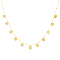 Collier pendentif disque martelé en acier inoxydable 316L plaqué or 18 carats PVD, style bohème, pour superposition, étanche