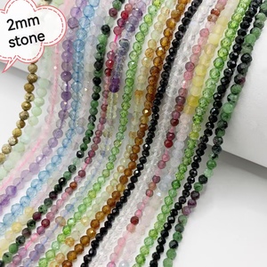 2mm di agata naturale perline sciolte Multi-stile rotondo taglio sfaccettato lucidato con foro dritto per accessori fai da te piccole perle - Product Image 1