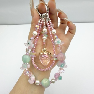 Chaîne de téléphone artisanale en perles Heishi, motif de nuit étoilée et de fleurs lumineuses, avec un motif de conte de fées, pour porte-clés - Product Image 4