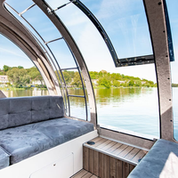 Bateau-maison de luxe remorquable avec moteur hors-bord, en aluminium, pour divertissement et croisière, fabrication soudée, bateau-maison de tourisme