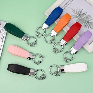 Grabado láser espacios en blanco Pu cuero llavero sublimación llaveros personalizado Pu Schlsselanhnger coche Logo cuero llavero - Product Image 5