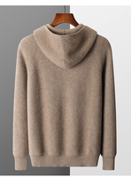 Cardigan en cachemire tricoté pour homme avec capuche, pull doux et chaud pour l'automne et l'hiver