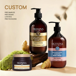 Set per la Cura dei Capelli <span class=keywords><strong>e</strong></span> del <span class=keywords><strong>Corpo</strong></span> a Base di Erbe con Logo Personalizzato OEM, Shampoo al Ginseng <span class=keywords><strong>e</strong></span> Legno di Cedro, Crema Proteica, Gel Doccia Idratante <span class=keywords><strong>e</strong></span> Nutriente 500ml - Product Image 1