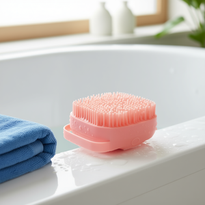 Brosse ergonomique pour toilettage des animaux de compagnie, poils denses en silicone, outil de massage doux pour chats et chiens, accessoire de bain bleu rose, Durable - Product Image 2