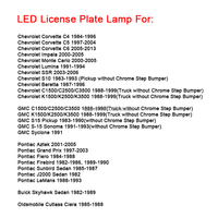 Ampoules de véhicule transparentes accessoires de voiture lampe de numéro de plaque d'immatriculation LED pour Chevrolet Corvette Impala Monte Carlo Lumina SSR S10