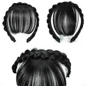 Perruque synthétique avec bandeau tresse frange frange résistant à la chaleur frange clip dans les extensions de cheveux perruque pour les femmes