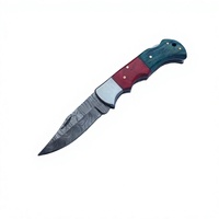 Couteau pliant artisanal en acier Damas personnalisé, manche en bois, garantie 3 ans, couteau de poche tactique multifonctionnel pour le camping