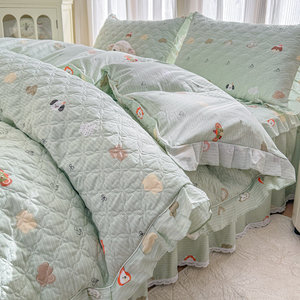 Juego de Cuatro Piezas de Ropa de Cama Acolchada de Algodón Estilo Rústico Coreano, Sábanas, Fundas de Almohada, Juego de Funda Nórdica - Product Image 5