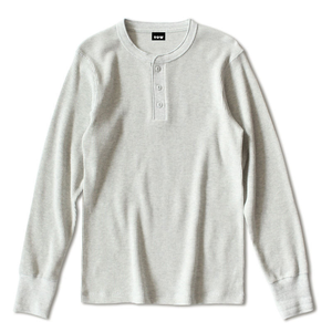 เสื้อยืดแขนยาวคอกลมสีเทาล้วนทรงปกติสำหรับผู้ชาย ผ้าฝ้าย 100% เสื้อเฮนลีย์ถัก เสื้อยืดกันหนาวสำหรับผู้ชาย ขายส่ง - Product Image 3