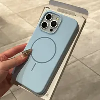 Coques de téléphone portable en silicone liquide au design uni de luxe pour iPhone 18 17/16/15/14 Plus/13 Pro Max avec chargement magnétique sans fil