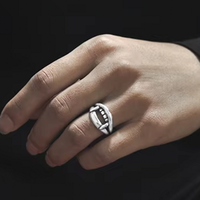 Bague d'index pour homme en argent S925, style rétro, motif dent de vampire, modèle Two Thousand and One, 8,61g