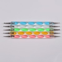 5 pièces Pinceau à points double embout pour nail art, applicateur de strass, stylo à points double embout pour nail art