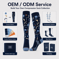Chaussettes de compression géométriques personnalisées, hauteur genou, 15-20 20-30 mmHg, unisexe, motif jacquard, OEM ODM, marque privée