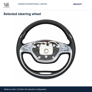 Volant en fibre de carbone pour Mercedes Benz Classe S W222 2014 2017, jante ronde, commandes argentées MS222CF - Product Image 1