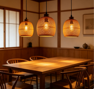 Lampada a Sospensione <span class=keywords><strong>in</strong></span> Bambù Intrecciato Naturale, Stile Speciale per Arredamento Minimalista del Soggiorno - Product Image 4