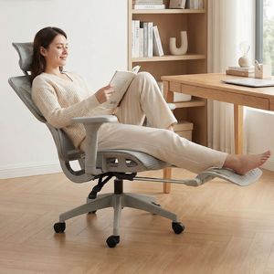 Silla Gamer Ergonómica de Alta Gama con Reposapiés, Cómoda Silla de <span class=keywords><strong>Oficina</strong></span> Giratoria Reclinable de Malla para E-Sports con Soporte Lumbar - Product Image 4