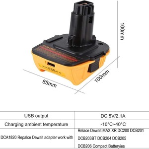 Batterie de remplacement <span class=keywords><strong>DeWALT</strong></span> pour adaptateur d'alimentation DCA1820, batterie au lithium 20V vers batterie au nickel 18V, DCB200 DCB180 vers DC9096 - Product Image 4