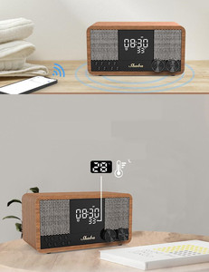 Hot Bán Loud Bluetooth Đồng Hồ Nhà Hát Theter Loa Powered 5.3 10W Điện Lớn Gỗ Ngoài Trời Retro Bluetooth Loa - Product Image 5