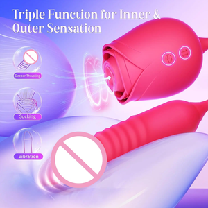 Хит продаж: Вибратор-роза для взрослых 2-в-1, вибропуля, мастурбатор, вибропалочка с выдвижным стержнем - Product Image 4
