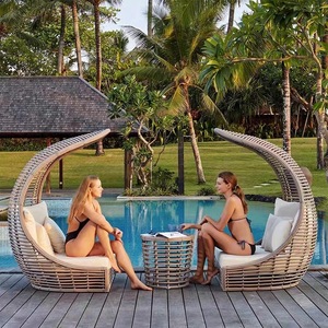 Giường nằm ngoài trời bằng mây nổi tiếng trên mạng, ghế thư giãn kiểu tổ chim cho sân vườn, hồ bơi, bãi biển ngoài trời - Product Image 1