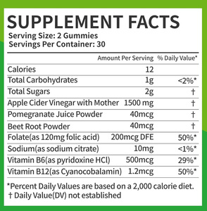 OEM Cung cấp keto Gummies Fat Burner màu xanh lá cây APPLE CIDER dấm <span class=keywords><strong>B12</strong></span> vitamin cân bằng trọng lượng cho người lớn da lợi ích sức khỏe - Product Image 2