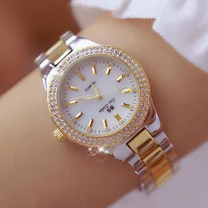 BS Watch-Reloj de pulsera de lujo para mujer, de acero inoxidable, con diamantes de cristal, dorado, 1258